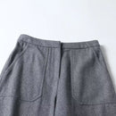 Women Grey Wool Blend Flannel Straight Pants Vintage Elastic High Waist Office Ladies Casual Trousers