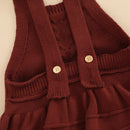 Baby Spring Autumn Clothes Set Knitted Sleeveless Romper Triangle Crotch Button Jumpsuit+Hats Toddler Baby Girls