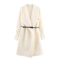 Women Autumn Winter Long Knit Cardigan Coat With Belt Elegant Warm Outerwear