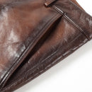 Leather Pants for Men Slim-fit Motorcycle Clothing Casual Windproof Man Trousers Brown Pants