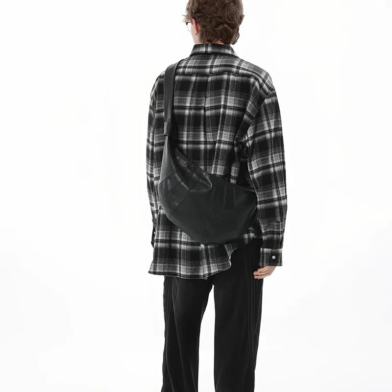 Crossbody Bag Men Croissant Men's Crossbody Bag Luxury Soft Leather Shoulder Bags Male Large Capacity