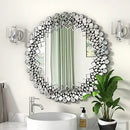 Gorgeous Round Wall Mirror HD Silver Mirror Stone Decor Luxury Home Decor Sturdy Frame Easy Mount