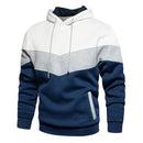 Mens Clothing Stylish Color Block Hooded Sweatshirt Jackets Coats Long Sleeve Fleece Lined Warm Pullover Tops Streetwear