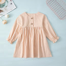 Toddler Baby Girls Autumn Dresses Cotton Kids Long Sleeve Dresses for Girl Solid Party Dress Children Costumes