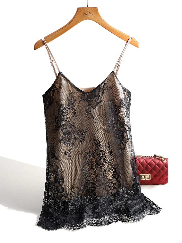 Lace Top Women Halter Basic Cami Sleeveless Satin Silk Tank Tops Summer Camisole