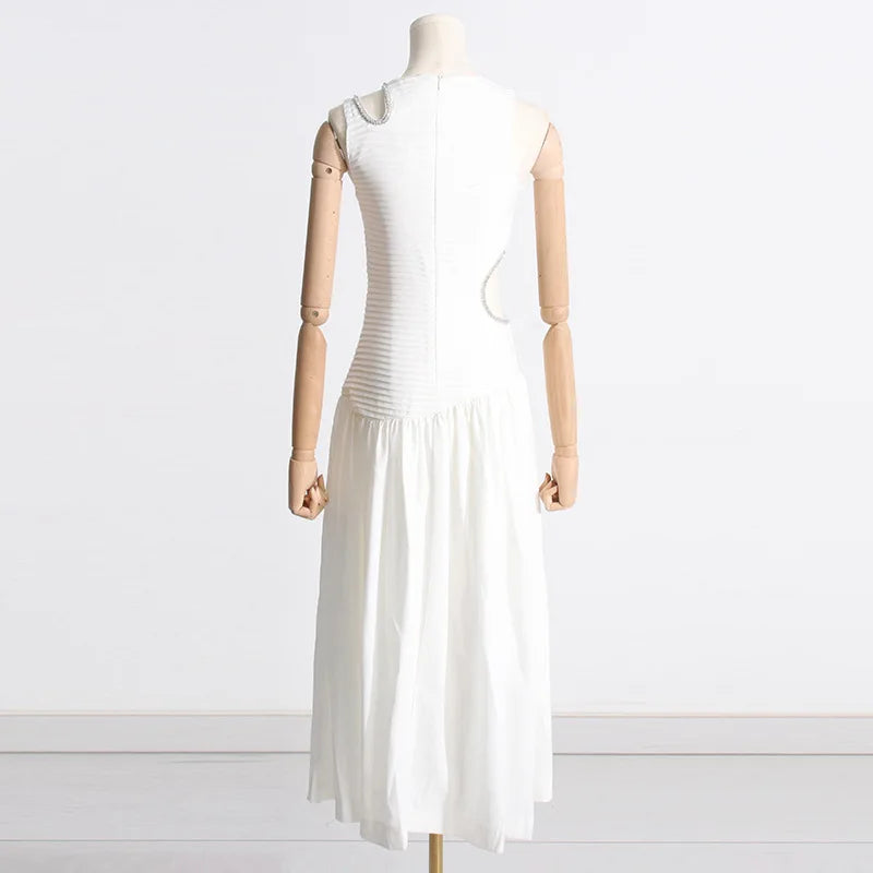 Hollow Pleated Long Dress for Women