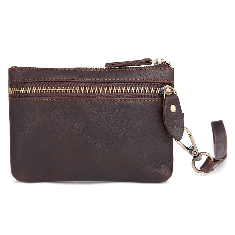 Genuine Leather Key Organizer Key Holder Vintage Small Coin Purse Wallet with Key Ring