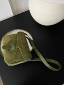 Green Retro Simple Suede Genuine Leather Women Bag Handbag Nice Casual Real Leather Lady Underarm Shoulder Crossbody Bag