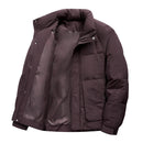 Brown puffer jacket on a white background, Obroi