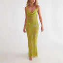 Beach Holiday Dresses Backless Slim A-line Robe Sequin Embroidery Perspective Suspender Women Long Dress