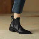 Winter Women Boots Chelsea Boots Round Toe Women Shoes Genuine Leather Ankle Boots Retro Brown Real Leather