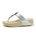 Summer Women's Thick Heel Sandals Metal Slip-On Comfortable Leather Bottom Slippers