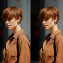 Short Pixie Cut Wig with Bangs 180% Density Remy Human Hair Straight Hair