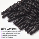 Black curly hair extension bundles with spiral curls on a white background, featuring descriptive text highlighting the soft, shiny, and naturally curly texture, Obroi