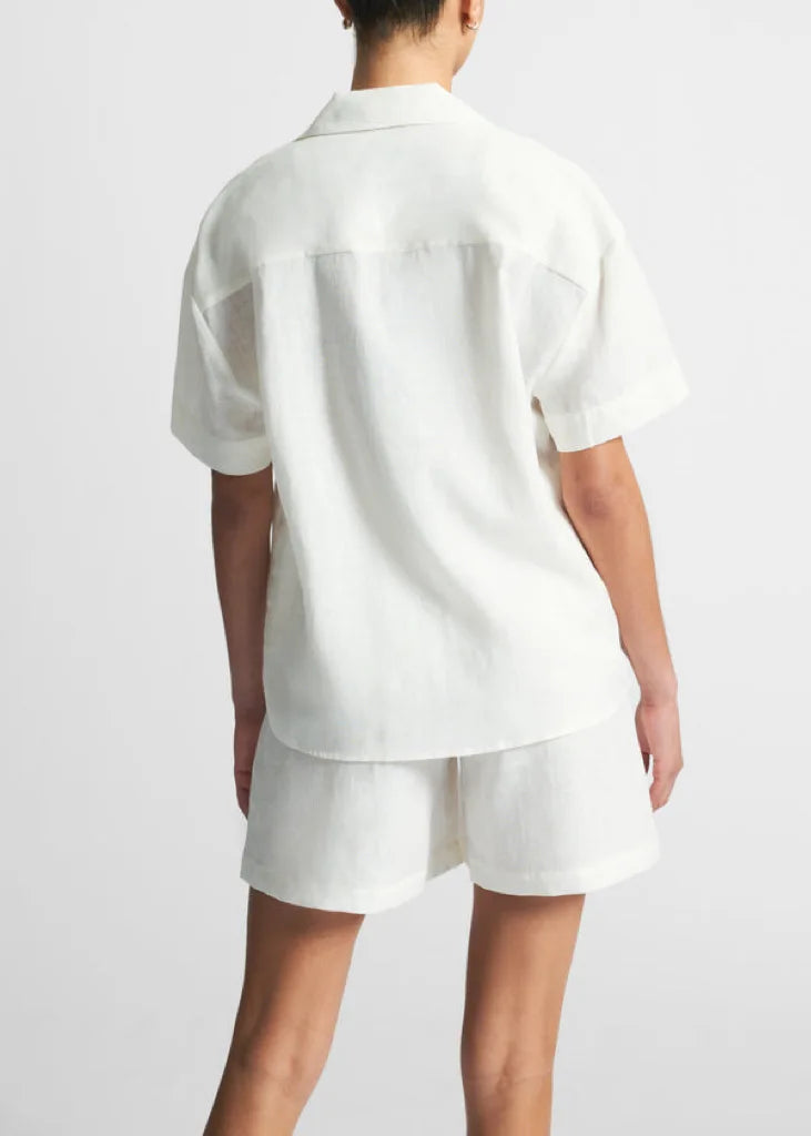 Season Women Refreshing Milk White Suit Collar Short-sleeved Top Shorts