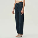 Retro Blue Flared Denim Trousers For Women Loose High Waist Jeans Basic Pants