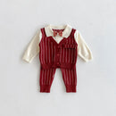 Baby Clothes Toddler Baby Boy Knit Striped 3Pcs Sets and Pants Gentleman Casual Formal Infant Outfit