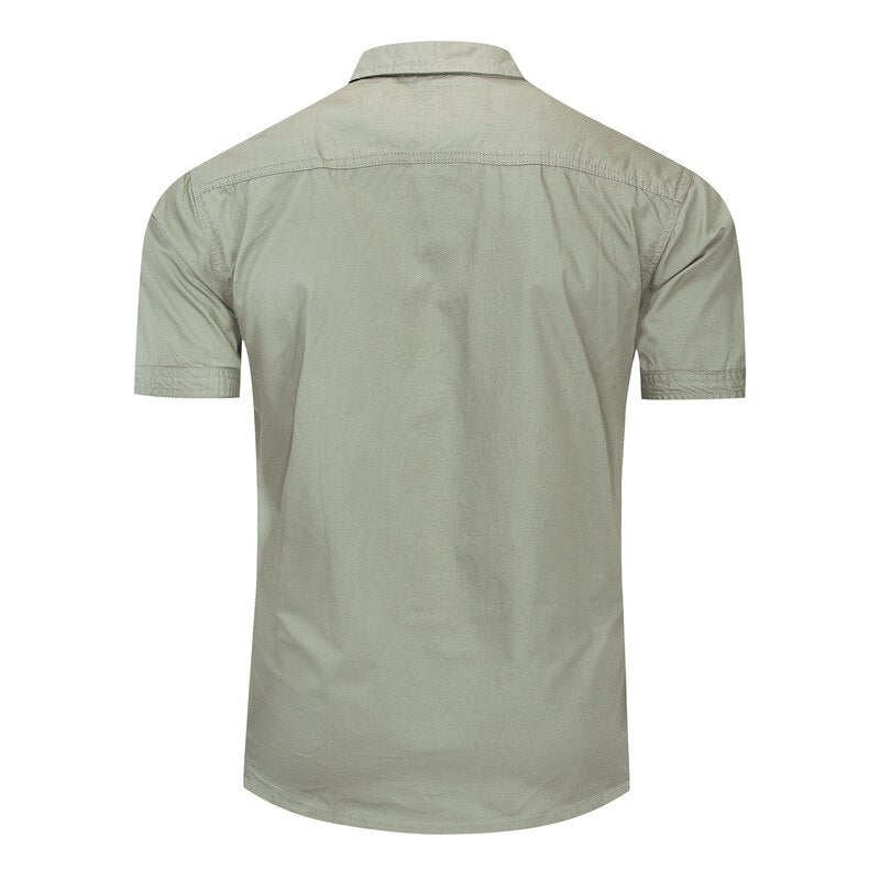 Men Tactical Shirts Summer Solid Casual Cotton Short Sleeves Men Military Outdoor Mountaineering Short Sleeve Shirts