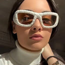 Square Sunglasses Stripe Frame Hip Hop Sun Glasses Unique Punk Shades Outdoor Eyewear