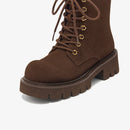 Ankle Boots Women Suede Lace up Platform Outdoor Short Booties Female