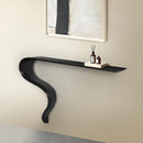 Modern black wall shelf against a beige wall with a framed abstract painting, Obroi