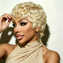Pixie Cut Wigs For Women Short Bob Wig With Bangs Layered Pixie Cut Loose Curly Wigs Human Hair