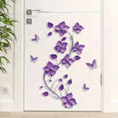 Purple Flowers Butterfly Bedroom Porch Bedside Home Wall Decoration Wall Stickers Self-adhesive Room Decoration