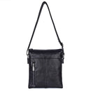 Obroi Black leather crossbody bag on a white background