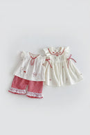 Kids Girls Sweet Top Cute Embroidery T-shirt Kids Flying Sleeves Vest Top Children Clothing Summer Thin Dress