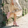 Pink Lace Up High Heels Women Shoes Pointed Toe Shoes Shallow Single Shoes