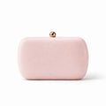 Pink clutch bag with a gold clasp on a white background, Obroi