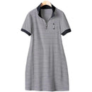 Summer Women's Dresses Classic Horizontal Pinstripe Stand Collar
