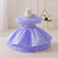 Girls Princess Dress Mesh Beaded Sashes Casual Summer Holiday Ball Gown for Kids