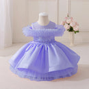 Girls Princess Dress Mesh Beaded Sashes Casual Summer Holiday Ball Gown for Kids