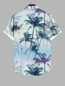 Couple Hawaiian Coconut Tree Ombre Shirt Flare Tank Dress Holiday Couple Outfits