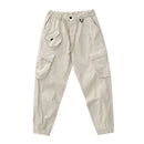 Autumn Retro Woven Cargo Pants Men's Washed Elastic Waist Drawstring Loose Casual Trousers