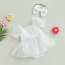 0-24M Newborn Infant Baby Girls Romper Jumpsuit Headband Princess Outfits Toddler Clothes