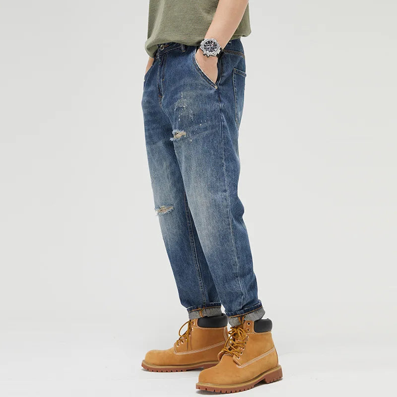 Winter and Autumn Men Casual Cotton Long Pants Windproof Men Jeans