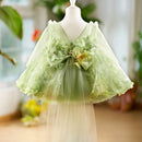 Flower Girl Dress Long Sleeve Pearls for Baby Kids Wedding Birthday Party Pageant Ball Gown