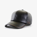 Winter Leather Baseball Hat – Warm Zipper Cap for Men & Women, Black & Bone