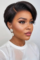 Collage of a woman with styled hair, close-up of hairline, and side view of hair, Obroi