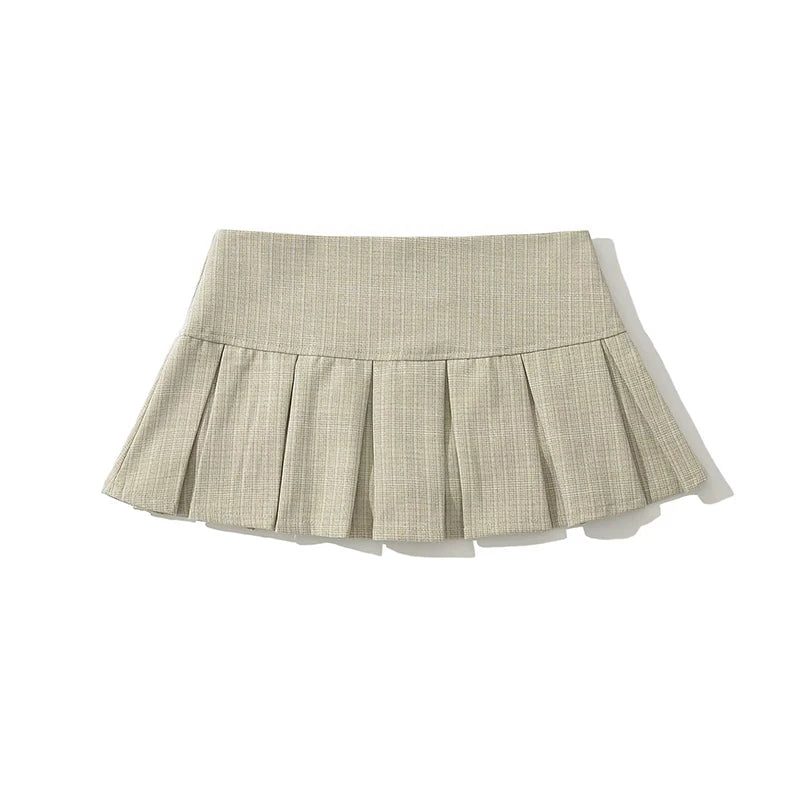 Retro Pleated Mini Skirt Women Summer Skirts