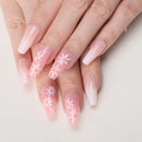 Nails Ballet False nails Pink flower UV gel Naturally decorated nails