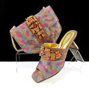 Rhinestone Metal Design Strange High Heel Style Peep Toe Shoes and Bag Set