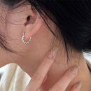 Ear Buckle for Women Silver Braided Metal Geometry Statement Female Dangle Earrings