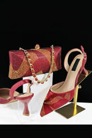 Design Shoes Matching Bag Set Elegant Mature Women Pointed Toe Pumps
