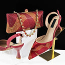 Design Shoes Matching Bag Set Elegant Mature Women Pointed Toe Pumps