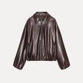 Brown leather jacket on a light gray background, Obroi
