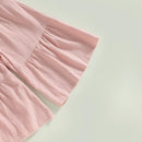 Summer Kids Baby Girls Outfit Solid Sleeveless Lace Tops and Elastic Casual Wide Leg Pants Clothes Set