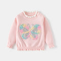 Children Autumn Clothes Baby Girls Sequin Butterfly Pullover Knitwear Tops Kids Cotton Warm Sweater